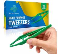 Posi Pulse Disposable Plastic Tweezers Pack of 25 - Green Non Sterile Single Use Hygienic Tweezers - Multi Purpose for First Aid, Splinter Removal, Beauty, Craft & Household Use