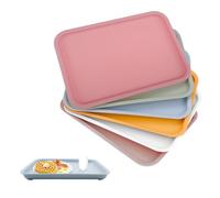 posionks 6-Piece Tray Serving Tray Plastic Plates & Trays 24.5 x 17.5 cm Non-Slip for Commercial Kitchen Dining Room Cafe (6 Colours)