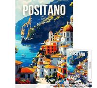 Positano Italy Coastal Townscape Jigsaws 1000 Pieces for Teenagers Boost Cognitive Clarity And Sharpness Mindful Calm Play Enjoyment (50x75cm)