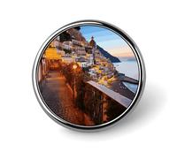 Positano Seaside Sunset Lapel Pins Metal Pin Badge Personalized Pinback Button Badges Classic Round Badge Recognition Enamel Lapel Pin for Jackets, Backpacks, Bags
