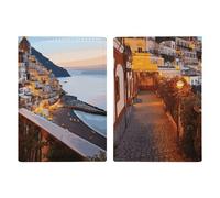 Positano Seaside Sunset Passport Holder Travel Wallet Slim Minimalist Front Pocket Leather Credit Card Holder Passport Wallet Cover Case for Travel Must Haves Accessories