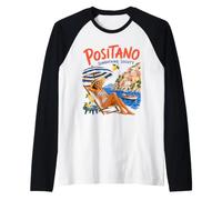 Positano Sunbathing Society Italian Coastal Vacation Raglan Baseball Tee