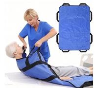 Positioning Bed Pads for Elderly with Handles 48"x40", Washable Transfer Slide Sheets for Moving, Turning, Lifting, Blue Mattress Bedding Protector