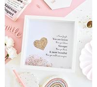 Positive Affimation Inspirational Quote Frame Never Forget You Are Beautiful Box Frame (Pink & Gold)