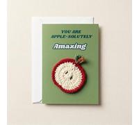 Positive Affirmation Card, Small Thank You Gift, Handmade Card with Crochet Apple, You Are Apple-solutely Amazing!, Teacher Appreciation, Thinking of You, Proud of You, Keepsake