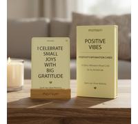 Positive Affirmation Cards with Wood Stand - 31 Daily Affirmation Cards for Women Paired with Joyful Rituals. Gifts for Friends, Birthday, Sisters and Self Care. Wooden Stand Included.