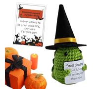 Positive Affirmation Doll,Halloween Pumpkin Heads Doll | Handmade Crochet Pickle Cute Cucumber Knitted Doll with Positive Card for Sister