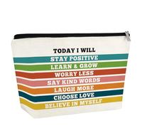Positive Affirmation Gift for Women Makeup Bag Inspirational Encouragement Self Care Gift for Daughter Sister Female Friend BFF Her Cosmetic Bag with Zipper Christmas Birthday Gift Travel Pouch