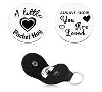 Positive Affirmation Gifts for Women Men Pocket Hug Token Long Distance Relationship Keychain for Friend Inspirational Gift with Positive Quotes Thinking of You Gifts Double Sided Message Engraved