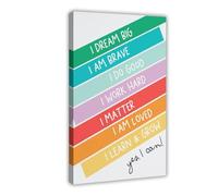 Positive affirmations for children, mindfulness, greeting cards, children's wall art, canvas paintings 08x12inch(20x30cm)