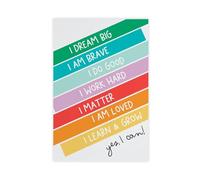 Positive affirmations for children, mindfulness, greeting cards, children's wall art, canvas paintings 12x18inch(30x45cm)