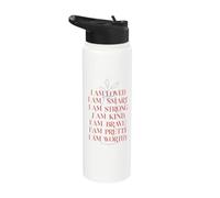 Positive Affirmations Loved Smart Strong Kind Brave Stainless Steel Insulated Water Bottle