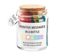 Positive Affirmations Messages Jar - Encouraging Mindset Cards Glass Container, Uplifting Notes Collection Gift Idea | Inspirational Thought Prompts Daily Motivation Boosting Kit With Emotional Wellne