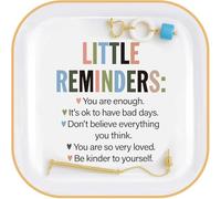 Positive Affirmations Trinket Dish - Ceramic Jewellery Tray with Little Reminders - Meaningful Mental Health Gift for Women, Friends, Daughter, Birthday Decorative Bedside Ring Dish