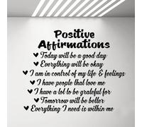Positive Affirmations Wall Decal Sticker for Bedroom Living Room Art Vinyl Stickers Teen Heart Good Vibes 50x42cm