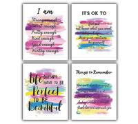 Positive affirmations wall decor, Pink Inspirational Wall Art Poster for Home Office, Bedroom, Bathroom, Motivational Quotes Print Gifts for Women, Girls, Teens, Daughter, Best Friend (8x10 Unframed)
