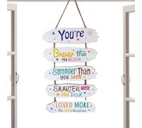 Positive Affirmations Wall Decor - Sign Connected with 35cm Wooden Rope | Positive Affirmations Kids Room Decoration Handmade | Designed For ISP