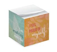 Positive Affirmations Zen Sticky Note Cube / 600 Sheets / 2.75" Memo Block Printed on 4 Sides/Four Self Care Messages On Each Side