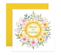Positive and Cheering Up Greeting Card - Sending Sunshine - Gift for Him, Her, Friend, Niece, Nephew, Bestie, BFF, Neighbour, Colleague - Thinking of You or Get Well Soon Card - Comes with Stickers