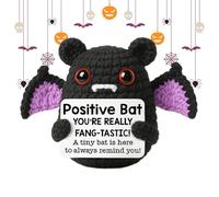 Positive Animals,Crochet Decorations Bat Design | Motivational Decorations Holding Card Funny for Desk Work Graduation Valentines Birthday Home Decor
