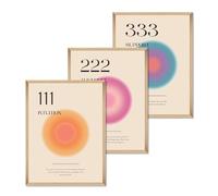Positive Aura Angel Numbers Poster Sets of 3 for Room Aesthetic Minimalist Inspirational Quotes Canvas Wall Art Angel Wall Decor Gradient Painting for Bedroom Living Room 12x16in UNFRAMED