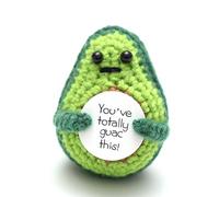 Positive Avocado, Cute Mini Avocado Doll, Creative Wool Knitted Inspirational Cheering Toys, Emotional Support Crochet Gifts, Fun Fruit Ornament Decoration for Friends Adult Colleagues Graduation