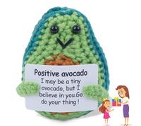 Positive Avocado Emotional Support Avocado Crochet, Positive Mini Knitted Doll with Creative Card Handmade Motivational Good Luck Funny Gifts Friends Party Decoration Presents for Kids Boys Girls