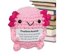 Positive Axolotl Crochet - Handcrafted Crocheted Plush Emootional Suppport Animal | Soft Creative Axolotl Crochet Toy | Unique Handmade Comfort Doll For Women Friends Adults, Great For Stress Relief