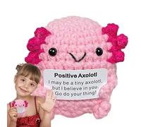 Positive Axolotl Crochet | Handmade Inspirational Crochet Dolls,Decorative Motivational Doll for Teens Students Adults Travel Bedside Desk Bookshelf Dressing Table Home Nightstand Meditation