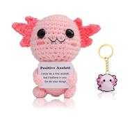 Positive Axolotl With Cute Axolotls Keyring Set,Emotional Support Crochet Animal With Inspirational Card,Crochet Salamander,Cheer Up Keepsake Pocket Hug Gift For Friends,Women,Student,Christmas