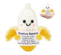 Positive Banana Crochet Doll, Handmade Emotional Support Crochets Gift with Inspirational Card, Colorful Knitted Banana Plush for Best Friend, Teacher, Positive Crochet Animals for Women, Men, Kids