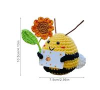 Positive Bee Crochet Doll - Positive Animals Bees, Cute Dolls with Supportive Design, Desk Decor with Gift Card, Handmade Accessory, Bee Doll for Women Mother Kids Teachers Christmas Birthday