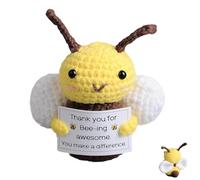 Positive Bee Crochet Gift for Women, Thank You Gifts for Women with a Card Emotional Support Gift Desktop Decoration, Cute Bee Gifts for Women Teachers Family Friends