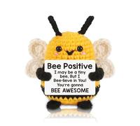 Positive Bee,Funny Mini Good Luck Gifts,Emotional Support Positive Potato Crochet Animals,New Job/Leaving Gifts for Colleagues Women/Men,First Day at School Motivational gifts for Kids,Teacher,Friend