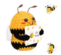 Positive Bee, Pocket Hug Bee, Mini Crochet Bee Positive, Good Luck Positive Gifts Bee Knitted Doll, Emotional Support Bee Gifts With Card Encouragement Affirmation Gift, Cheer up Gifts for Her Him