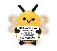 Positive Bee,Positive Potato,Good Luck Emotional Support Gift,Emotional Support Crochet,Handmade Mini Knitted Bee Toy with Motivational Card,Positive Gifts for Women Men Friends Colleagues