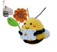 Positive Bee - Small Positive Crochet Bee Sunflower Toy,Inspirational Desk Accessories with Card, Goodie Bag Stuffers for Girls Boys Women Mother Teachers Holiday Party