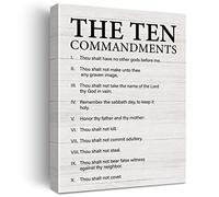 Positive Bible Verse the Ten Commandments Canvas Wall Art Christian Office Home Decor 10 Commandments Scripture Poster Picture Artwork 11.5"x15" (Wooden Framed)