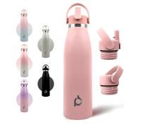 Positive Bottle® Insulated Stainless Steel Water Bottle 500ml / 17oz | Leakproof Reusable Drinks Bottle with 2 Lids (Straw & Screw Top) | Cold 24H Hot 12H | Eco-Friendly Metal Bottle for Gym, Travel