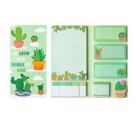 Positive Cactus Sticky Notes Set - 550 Sheets Cute Cactus Shaped Self Adhesive Sticky Note, We Grow When Things are Hard Novelty Paper Clips Memo Notepads for Kids Teacher Student Office School Gift