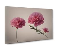 Positive Carnation Flowers Canvas Print | Gallery Wrapped 30mm Frame Wall Art | 30x20 inches | Ready to Hang | Contemporary Floral Picture | Living Room Bedroom Lounge Office