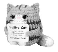 Positive Cat Gifts Knitted Cat Positive Gifts Positive Cat Crochet Cuddly Toys Cats Handmade Crochet Doll Emotional Support Gift Lucky Charm Pocket Hug