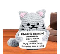 Positive Cat,Handmade Crochet Doll | Inspirational Hand-Woven Doll for Students Friends Colleagues Birthday Shelf Living Room