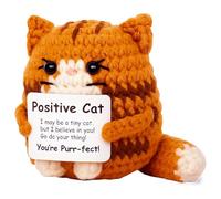 Positive Cat Mini Crochet Emotional Support Animal Gifts, Calico,Ginger