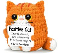 Positive Cat Mini Crochet Emotional Support Animal Gifts, Calico,Orange