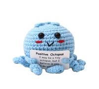 Positive Crochet Animals - 2.56inch Crochet Positive Toy | Wool Inspirational Octopus - Knitted Octopus Doll With Encouragement Card Motivational Ideal For Travel Car Rides Gifting Use