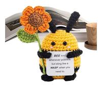 Positive Crochet Animals - 4.33 x 2.36 x 1.97 inches, Funny Bee Figure, Cute Handmade Inspirational Dolls, Whimsical Yarn with Animal Motifs, as a Gift for the Desk, Friends, Men, L