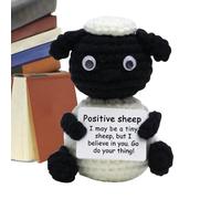 Positive Crochet Animals - 6 x 6 x 9.5 cm Crochet Sheep Decoration Handmade Soft Gift Symbol Figure | Living Room, Bedroom, Office, Windowsill, Desk, Bookcase, Meditation, New Job, Colleagues