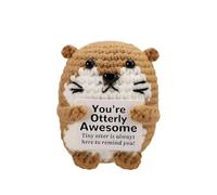 Positive Crochet Animals, 8cm Otter Plush with Inspirational Card, Mini Otter Toy, Cheer Up Gift for Friends and Colleagues, Emotional Support Crochet for Birthday Party Graduation