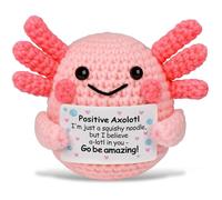 Positive Crochet Animals Axolotl, Handmade Crochet Emotional Support Plush, Cute Axolotl Squishmallow for Stress Relief, Positive Affirmation Gifts for Kids Women Lover Friends